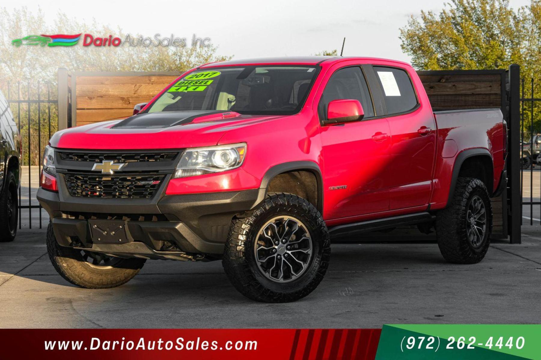 2017 RED Chevrolet Colorado ZR2 Crew Cab 4WD Short Box (1GCPTEE1XH1) with an 2.8L L4 DOHC 16V TURBO DIESEL engine, 6-Speed Automatic transmission, located at 2401 E Main St., Grand Prairie, TX, 75050, (972) 262-4440, 32.748981, -96.969643 - Photo #0