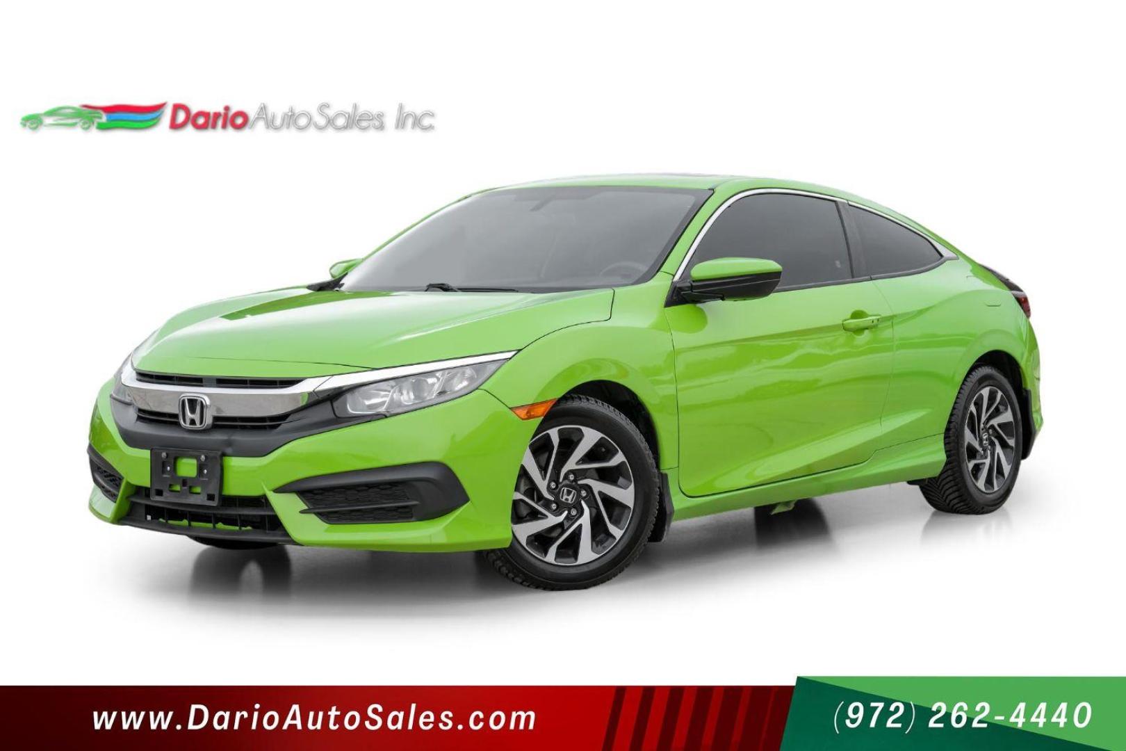 2016 GREEN Honda Civic LX-P Coupe CVT (2HGFC4B06GH) with an 2.0L L4 DOHC 16V engine, Continuously Variable Transmission transmission, located at 2401 E Main St., Grand Prairie, TX, 75050, (972) 262-4440, 32.748981, -96.969643 - Photo#0