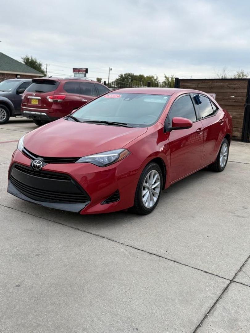2018 red Toyota Corolla LE CVT (5YFBURHE8JP) with an 1.8L L4 DOHC 16V engine, Continuously Variabl transmission, located at 2401 E Main St., Grand Prairie, TX, 75050, (972) 262-4440, 32.748981, -96.969643 - Photo#3