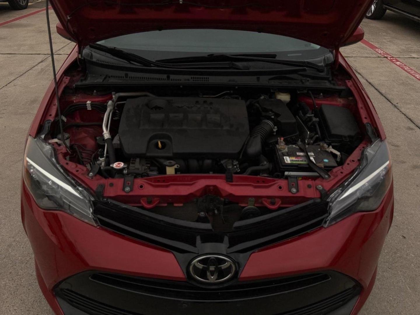 2018 red Toyota Corolla LE CVT (5YFBURHE8JP) with an 1.8L L4 DOHC 16V engine, Continuously Variabl transmission, located at 2401 E Main St., Grand Prairie, TX, 75050, (972) 262-4440, 32.748981, -96.969643 - Photo#33