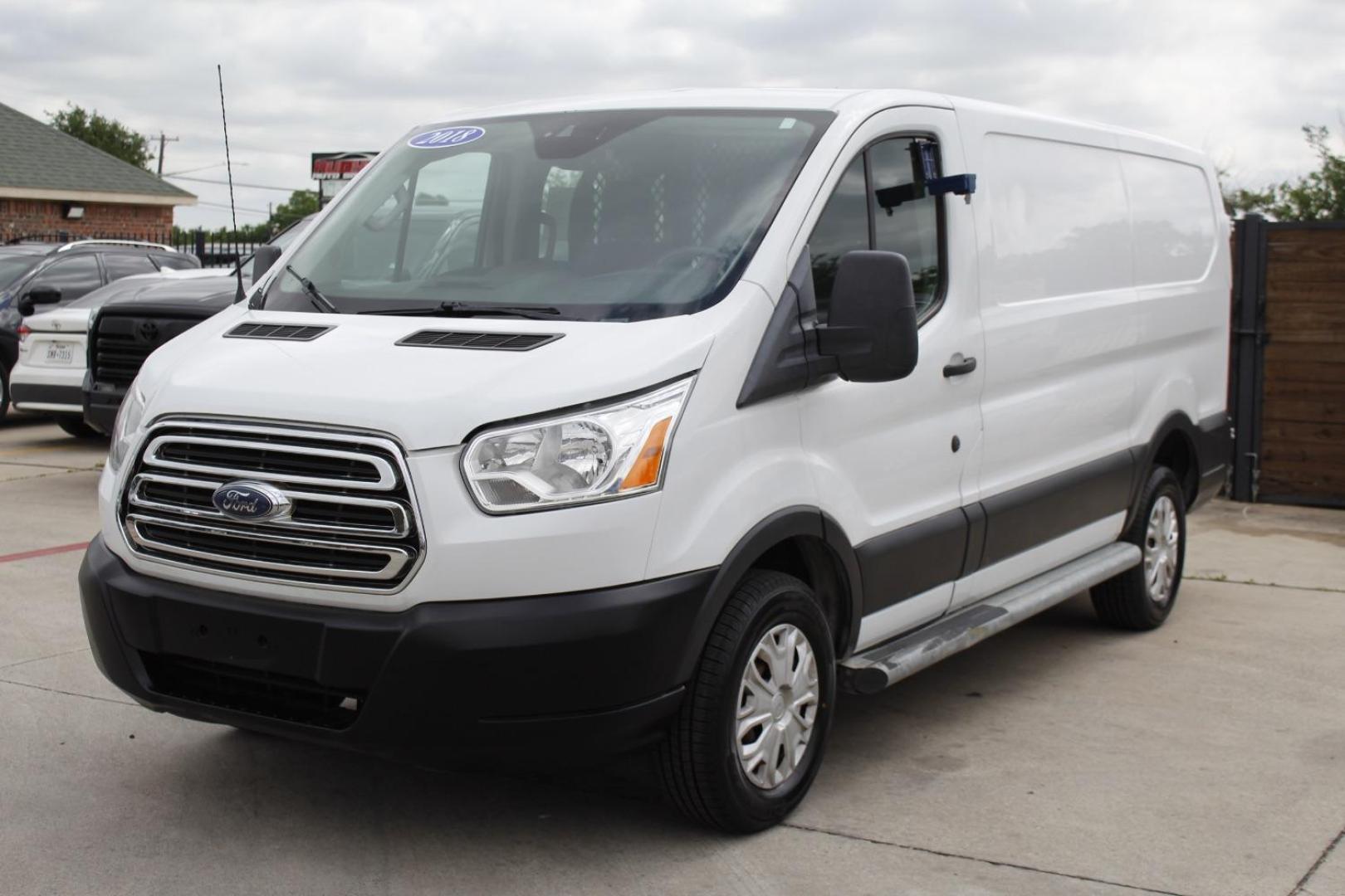 2018 White Ford Transit 250 Van Low Roof 60/40 Pass.130-in. WB (1FTYR1ZM6JK) with an 3.7L V6 DOHC 24V engine, 6-Speed Automatic transmission, located at 2401 E Main St., Grand Prairie, TX, 75050, (972) 262-4440, 32.748981, -96.969643 - Photo#1