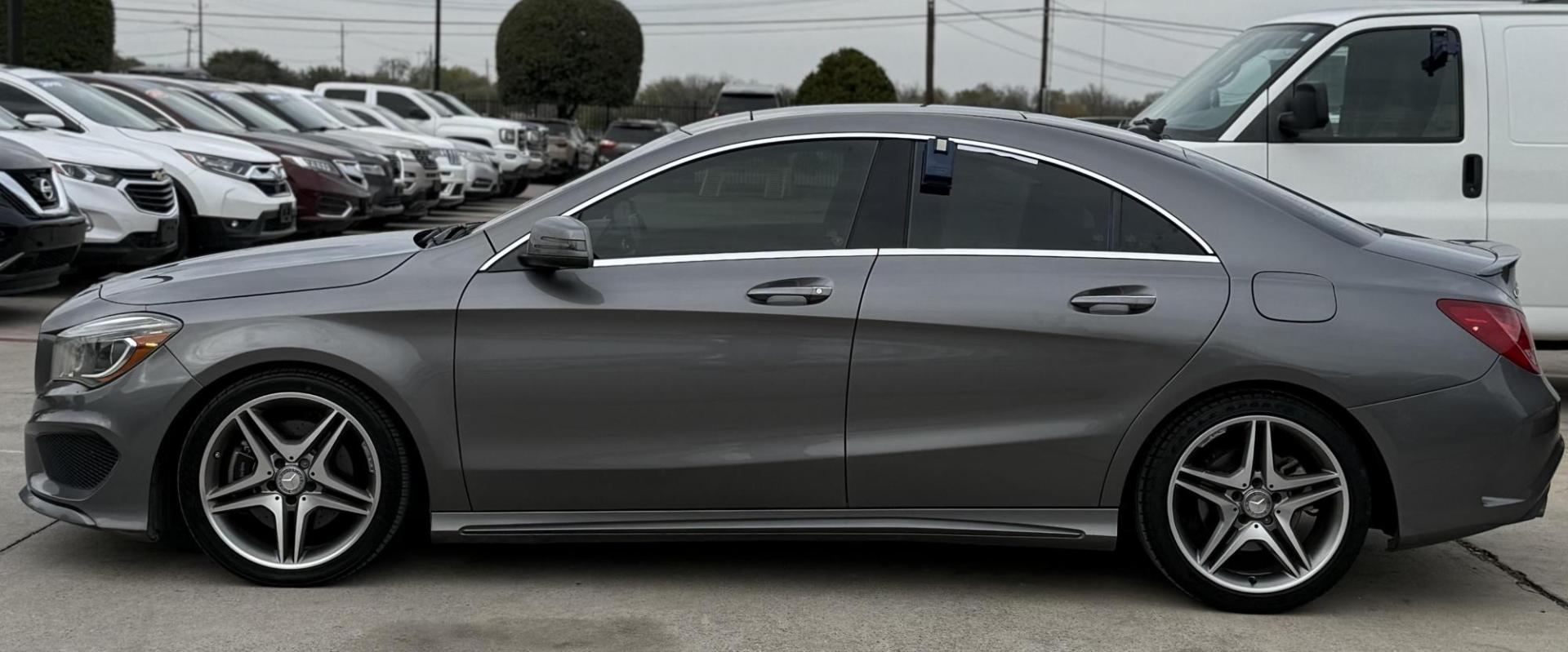 2015 Gray Mercedes-Benz Cla-Class (WDDSJ4EBXFN) with an 2.0L L4 DOHC 16V engine, located at 2401 E Main St., Grand Prairie, TX, 75050, (972) 262-4440, 32.748981, -96.969643 - Photo#2