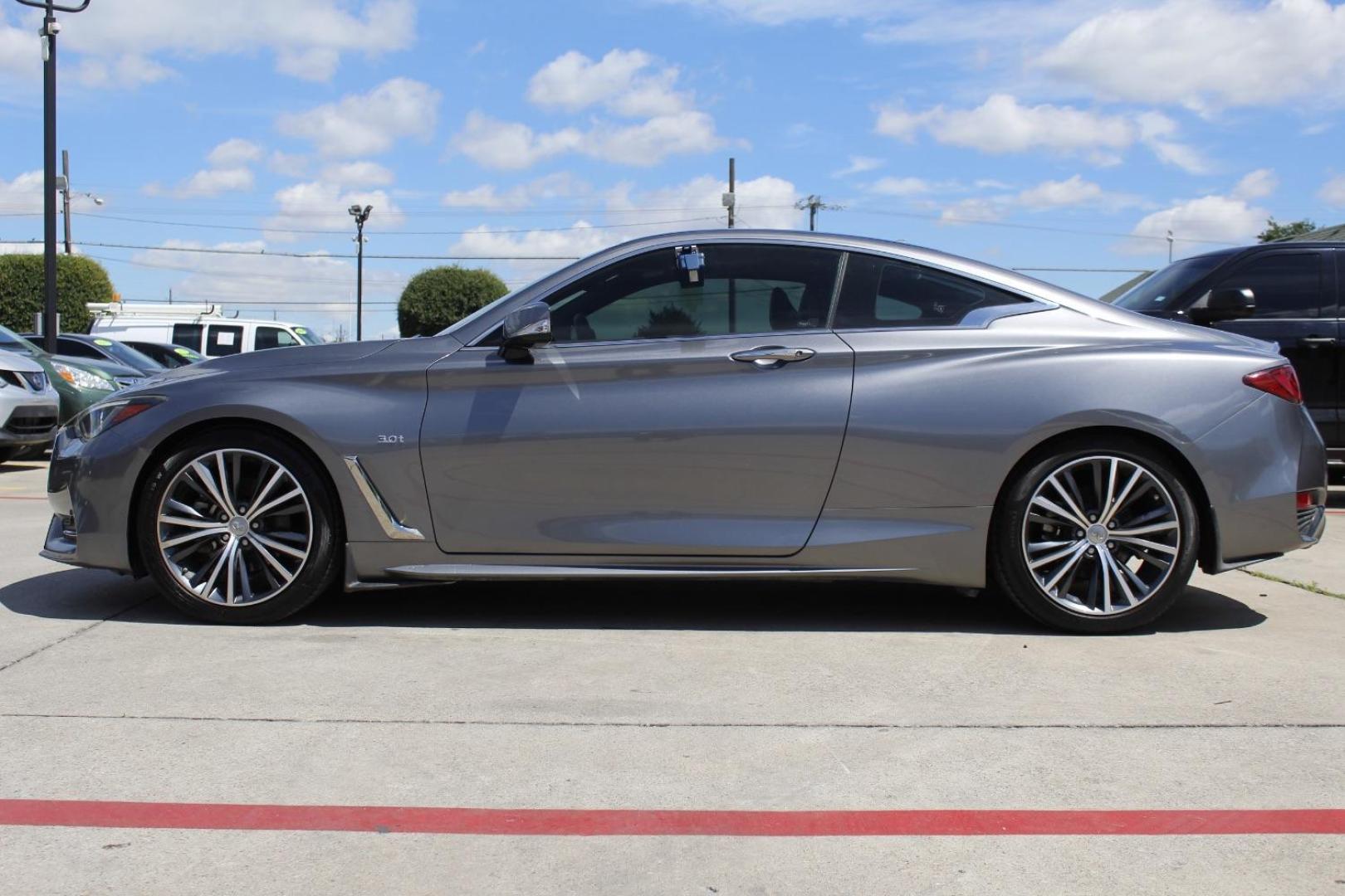 2017 Gray INFINITI Q60 3.0t Premium (JN1EV7EK3HM) with an 3L V-6 gasoline direct injection engine, located at 2401 E Main St., Grand Prairie, TX, 75050, (972) 262-4440, 32.748981, -96.969643 - Photo#2