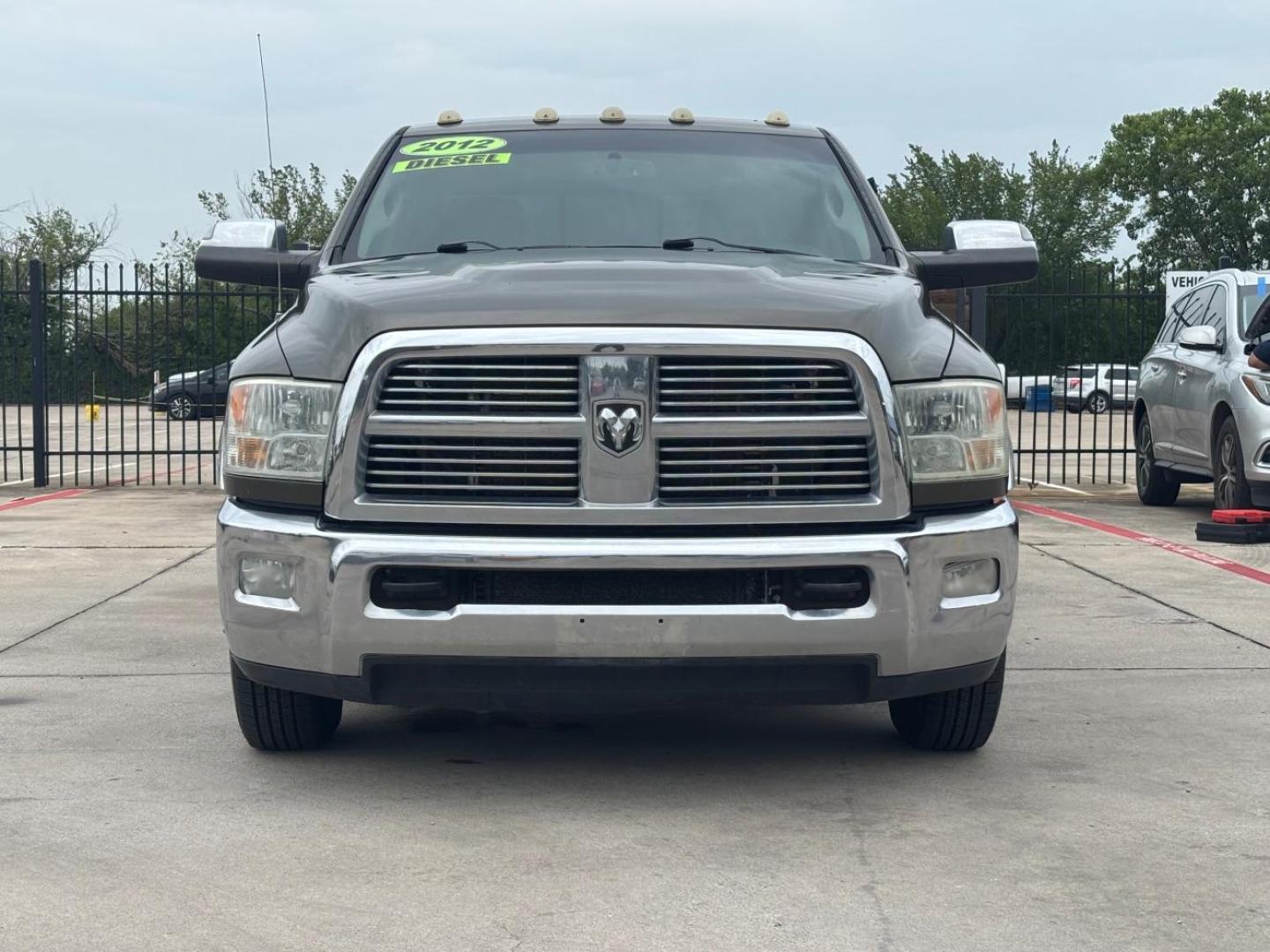 2012 Green Ram 3500 Laramie (3C63DPJLXCG) with an Cummins 6.7L I-6 diesel direct injection engine, located at 2401 E Main St., Grand Prairie, TX, 75050, (972) 262-4440, 32.748981, -96.969643 - Photo#0