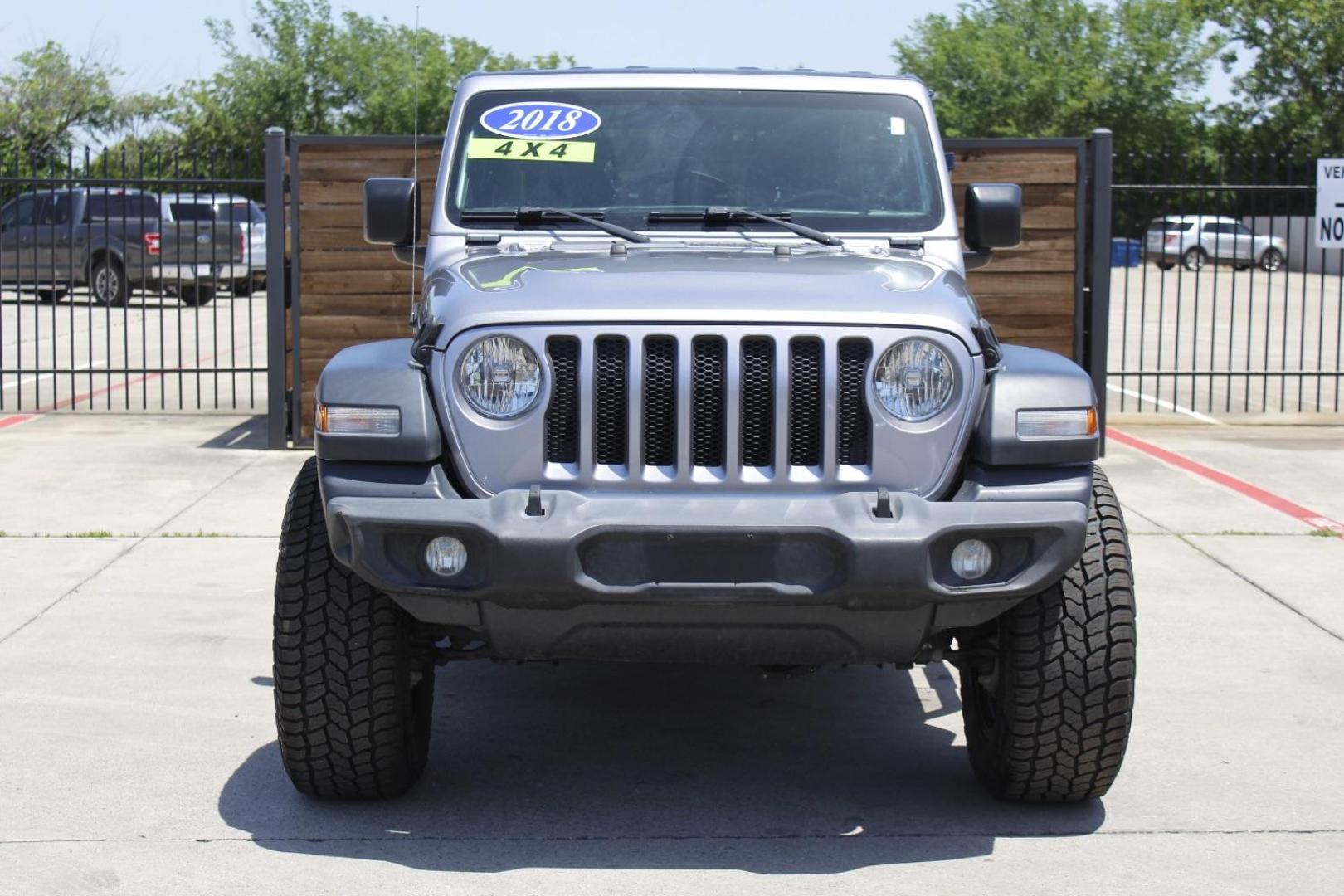 2018 Silver Jeep Wrangler Unlimited Sport S 4x4 (1C4HJXDG0JW) , located at 2401 E Main St., Grand Prairie, TX, 75050, (972) 262-4440, 32.748981, -96.969643 - Photo#0