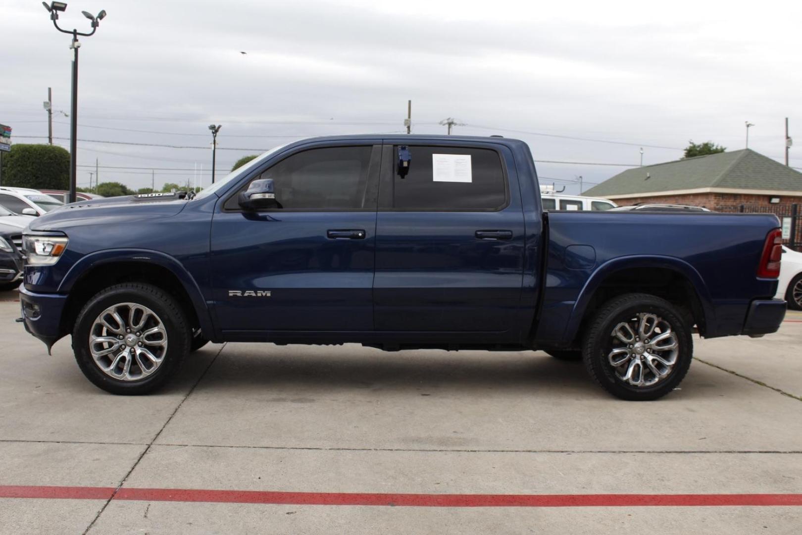 2020 Blue Ram 1500 Laramie Crew Cab 4x4 5'7 Box (1C6SRFJT3LN) , located at 2401 E Main St., Grand Prairie, TX, 75050, (972) 262-4440, 32.748981, -96.969643 - Photo#3
