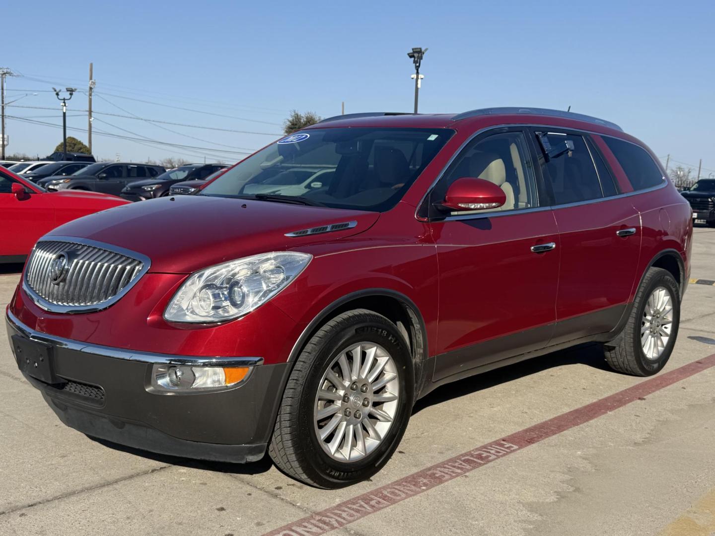 2012 Red Buick Enclave (5GAKRCED7CJ) with an 3.6L V-6 gasoline direct injection engine, located at 2401 E Main St., Grand Prairie, TX, 75050, (972) 262-4440, 32.748981, -96.969643 - Photo#0