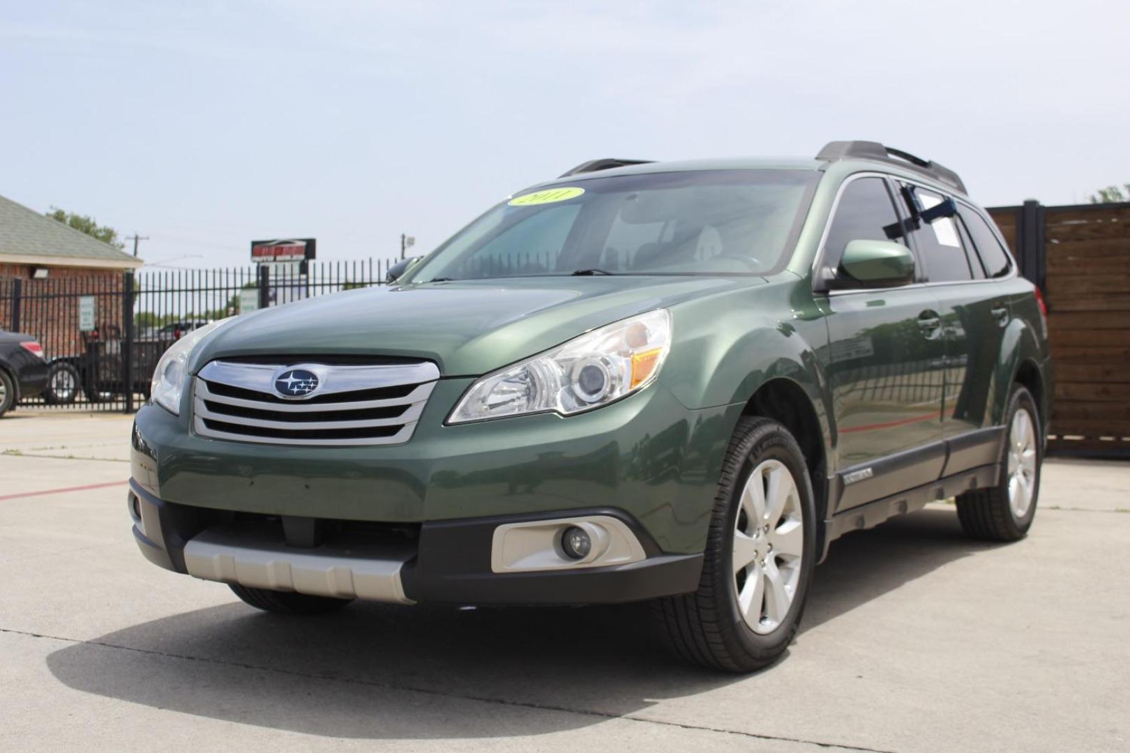 2011 Green Subaru Outback 3.6R Limited (4S4BREKC5B2) with an 3.6L H-6 DOHC engine, located at 2401 E Main St., Grand Prairie, TX, 75050, (972) 262-4440, 32.748981, -96.969643 - Photo#1