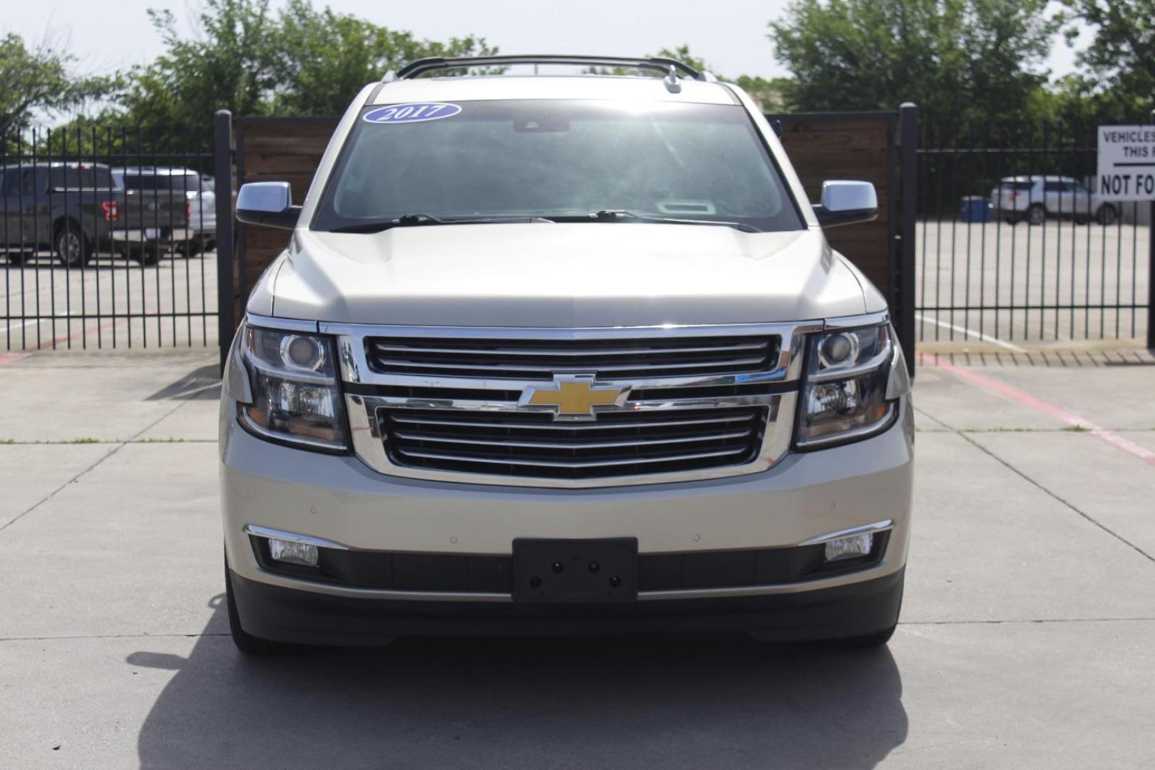 2017 Gold Chevrolet Suburban Premier (1GNSKJKC8HR) with an EcoTec3 5.3L V-8 gasoline direct injection engine, located at 2401 E Main St., Grand Prairie, TX, 75050, (972) 262-4440, 32.748981, -96.969643 - Photo#0