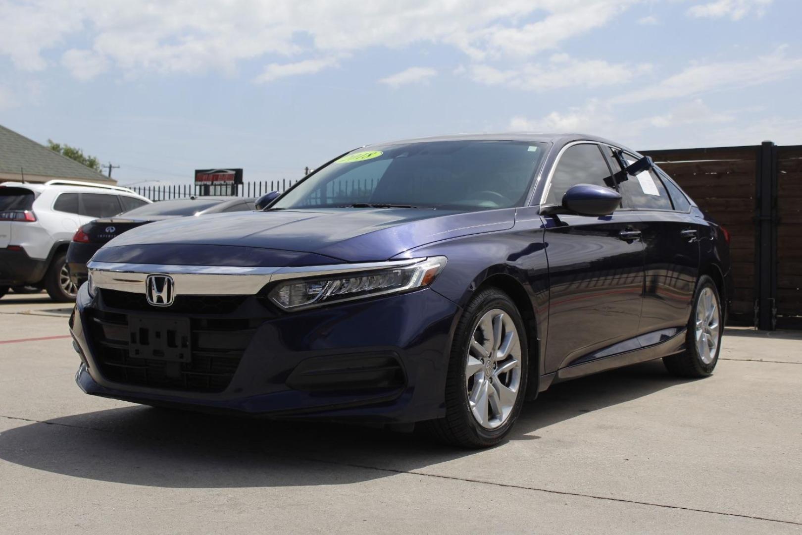 2018 Blue Honda Accord LX (1HGCV1F18JA) with an 1.5L I-4 gasoline direct injection engine, located at 2401 E Main St., Grand Prairie, TX, 75050, (972) 262-4440, 32.748981, -96.969643 - Photo#1