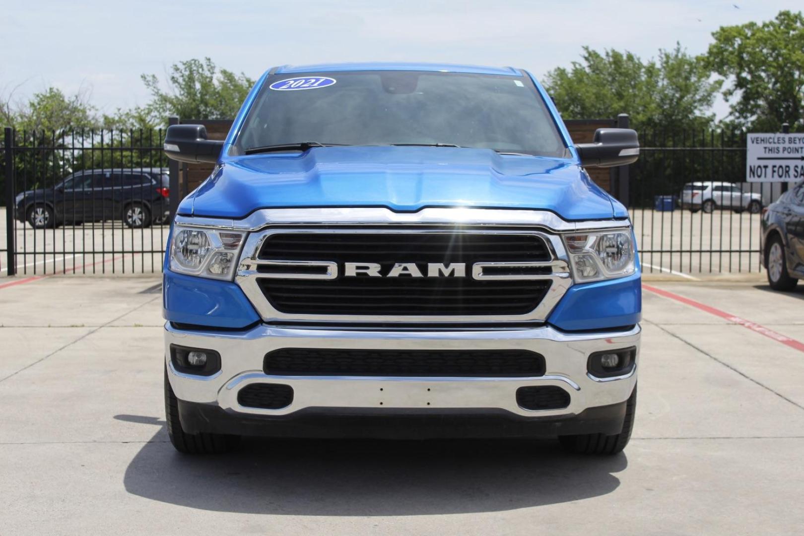 2021 BLUE Ram 1500 Lone Star Crew Cab 4x2 5'7 Box (1C6RREFT5MN) with an HEMI 5.7L V-8 variable valve control engine, located at 2401 E Main St., Grand Prairie, TX, 75050, (972) 262-4440, 32.748981, -96.969643 - Photo#0