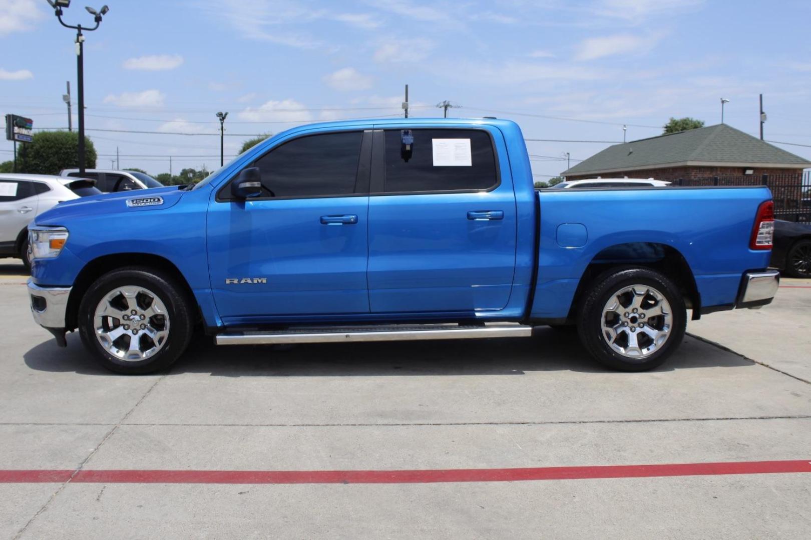 2021 BLUE Ram 1500 Lone Star Crew Cab 4x2 5'7 Box (1C6RREFT5MN) with an HEMI 5.7L V-8 variable valve control engine, located at 2401 E Main St., Grand Prairie, TX, 75050, (972) 262-4440, 32.748981, -96.969643 - Photo#3