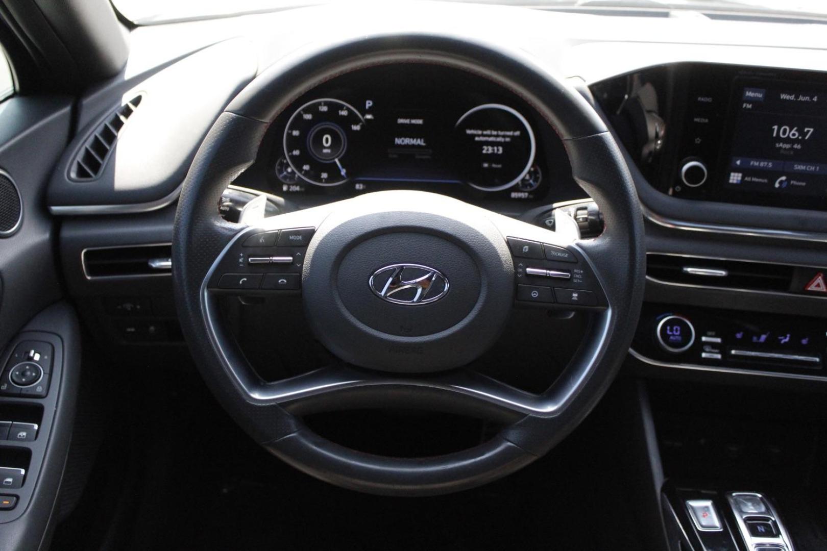 2020 Black Hyundai Sonata SEL Plus (5NPEJ4J24LH) with an Smartstream 1.6L I-4 port/direct injection engine, located at 2401 E Main St., Grand Prairie, TX, 75050, (972) 262-4440, 32.748981, -96.969643 - Photo#22