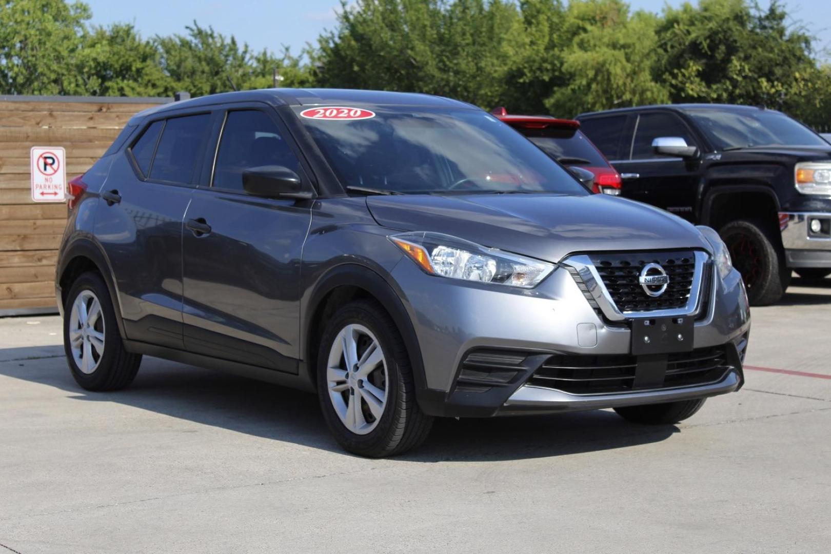 2020 Gray Nissan Kicks S Xtronic CVT (3N1CP5BV8LL) with an 1.6L I-4 DOHC engine, located at 2401 E Main St., Grand Prairie, TX, 75050, (972) 262-4440, 32.748981, -96.969643 - Photo#1