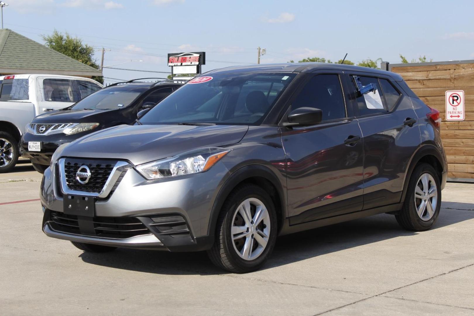 2020 Gray Nissan Kicks S Xtronic CVT (3N1CP5BV8LL) with an 1.6L I-4 DOHC engine, located at 2401 E Main St., Grand Prairie, TX, 75050, (972) 262-4440, 32.748981, -96.969643 - Photo#2