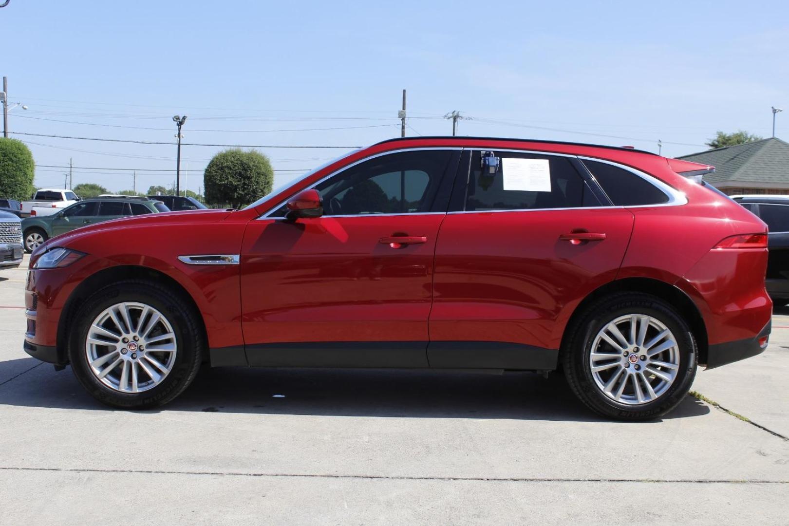 2018 Red Jaguar F-PACE 25t Prestige (SADCK2FX3JA) with an Ingenium 2L I-4 gasoline direct injection engine, located at 2401 E Main St., Grand Prairie, TX, 75050, (972) 262-4440, 32.748981, -96.969643 - Photo#2