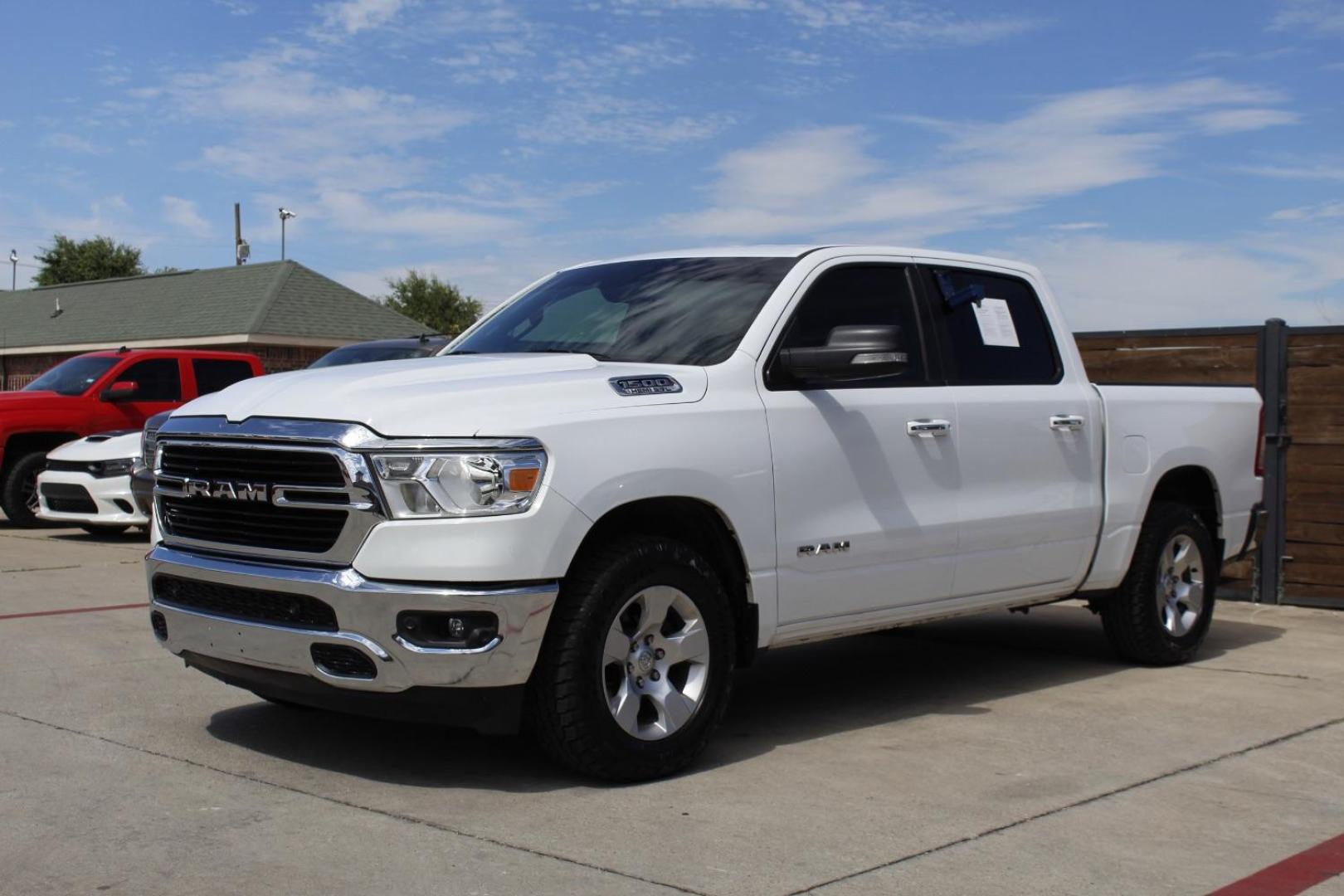 2019 White Ram 1500 Big Horn/Lone Star Crew Cab 4x4 5'7 Box (1C6SRFFT2KN) , located at 2401 E Main St., Grand Prairie, TX, 75050, (972) 262-4440, 32.748981, -96.969643 - Photo#1