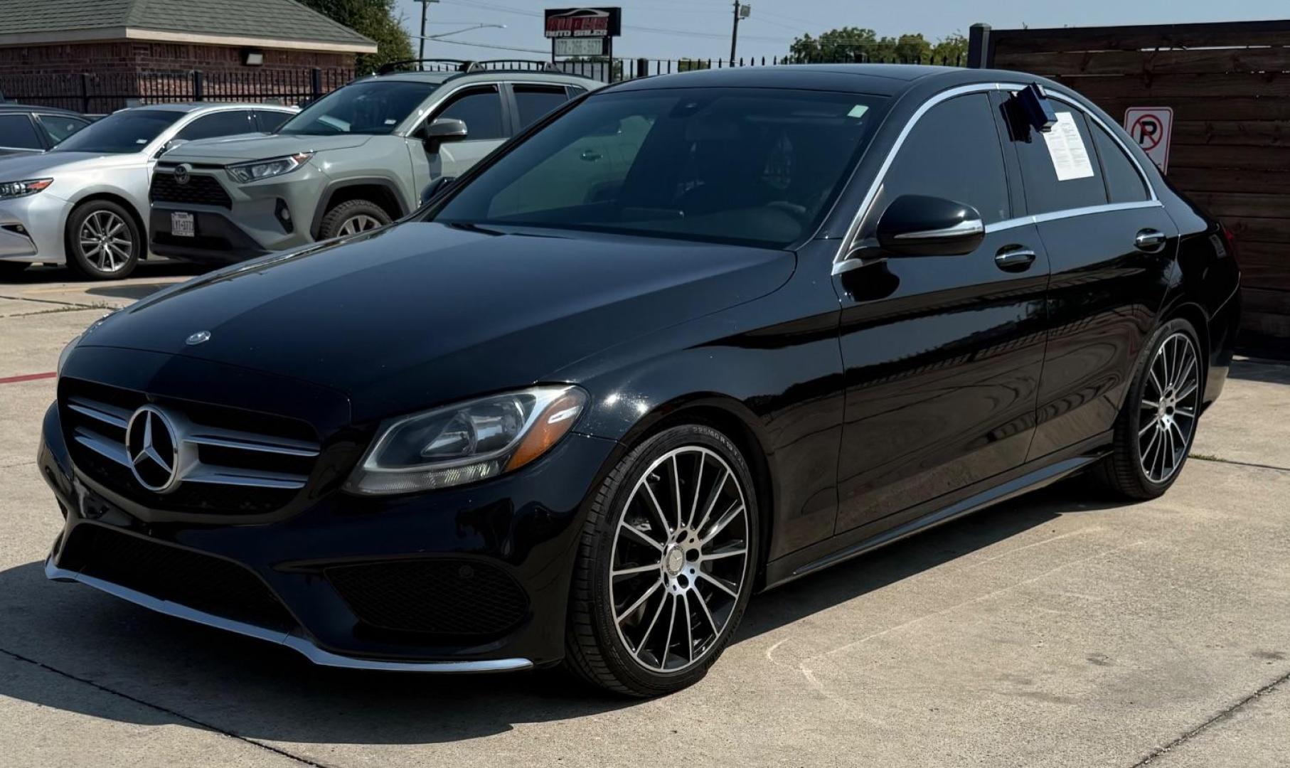 2015 Black Mercedes-Benz C 300 Sport | Luxury (55SWF4JB8FU) with an 2L I-4 gasoline direct injection engine, located at 2401 E Main St., Grand Prairie, TX, 75050, (972) 262-4440, 32.748981, -96.969643 - Photo#2