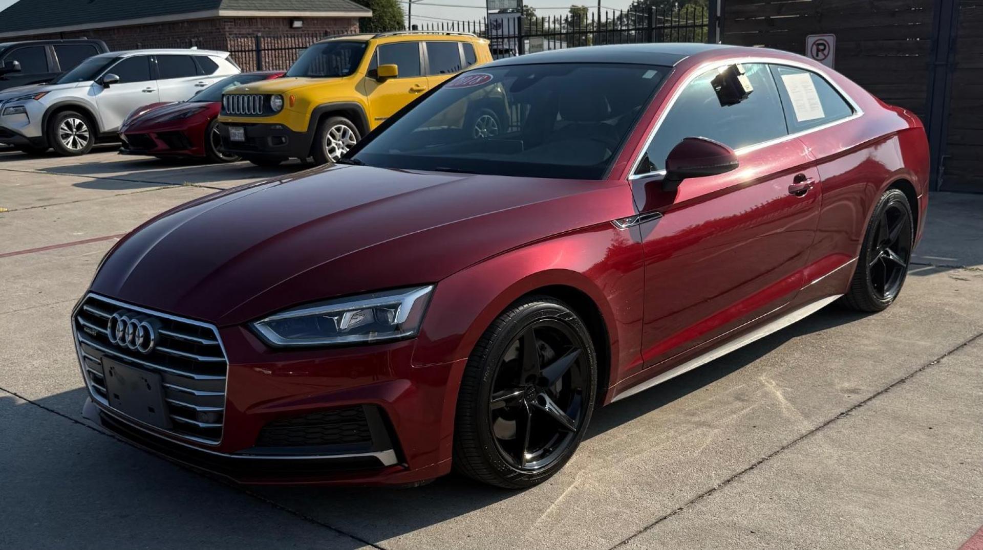 2018 Red Audi A5 2.0T Premium (WAUTNAF56JA) with an 2L I-4 gasoline direct injection engine, located at 2401 E Main St., Grand Prairie, TX, 75050, (972) 262-4440, 32.748981, -96.969643 - Photo#2
