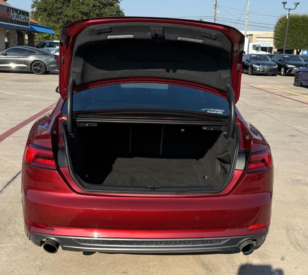 2018 Red Audi A5 2.0T Premium (WAUTNAF56JA) with an 2L I-4 gasoline direct injection engine, located at 2401 E Main St., Grand Prairie, TX, 75050, (972) 262-4440, 32.748981, -96.969643 - Photo#33