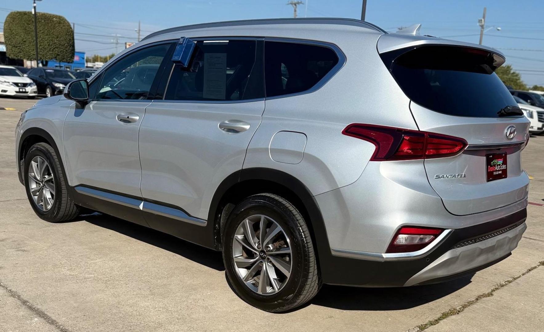 2019 Silver Hyundai Santa Fe (5NMS33AD6KH) with an Theta II 2.4L I-4 gasoline direct injection engine, located at 2401 E Main St., Grand Prairie, TX, 75050, (972) 262-4440, 32.748981, -96.969643 - Photo#2