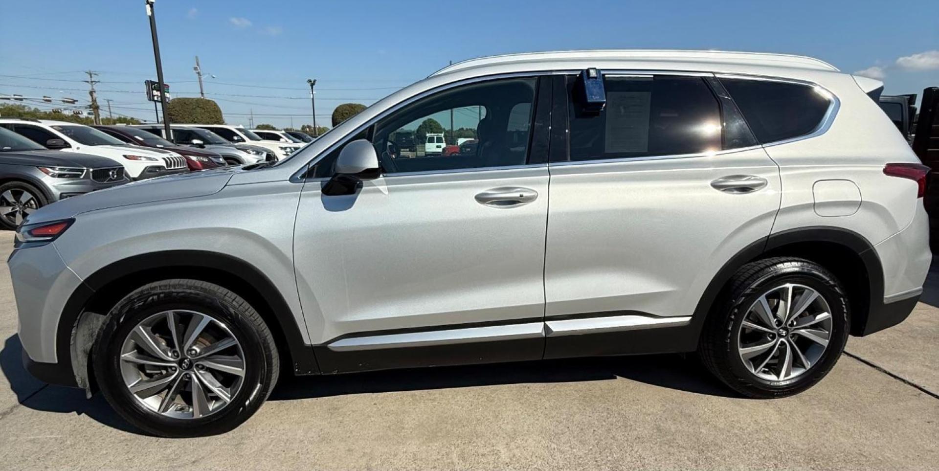 2019 Silver Hyundai Santa Fe (5NMS33AD6KH) with an Theta II 2.4L I-4 gasoline direct injection engine, located at 2401 E Main St., Grand Prairie, TX, 75050, (972) 262-4440, 32.748981, -96.969643 - Photo#29