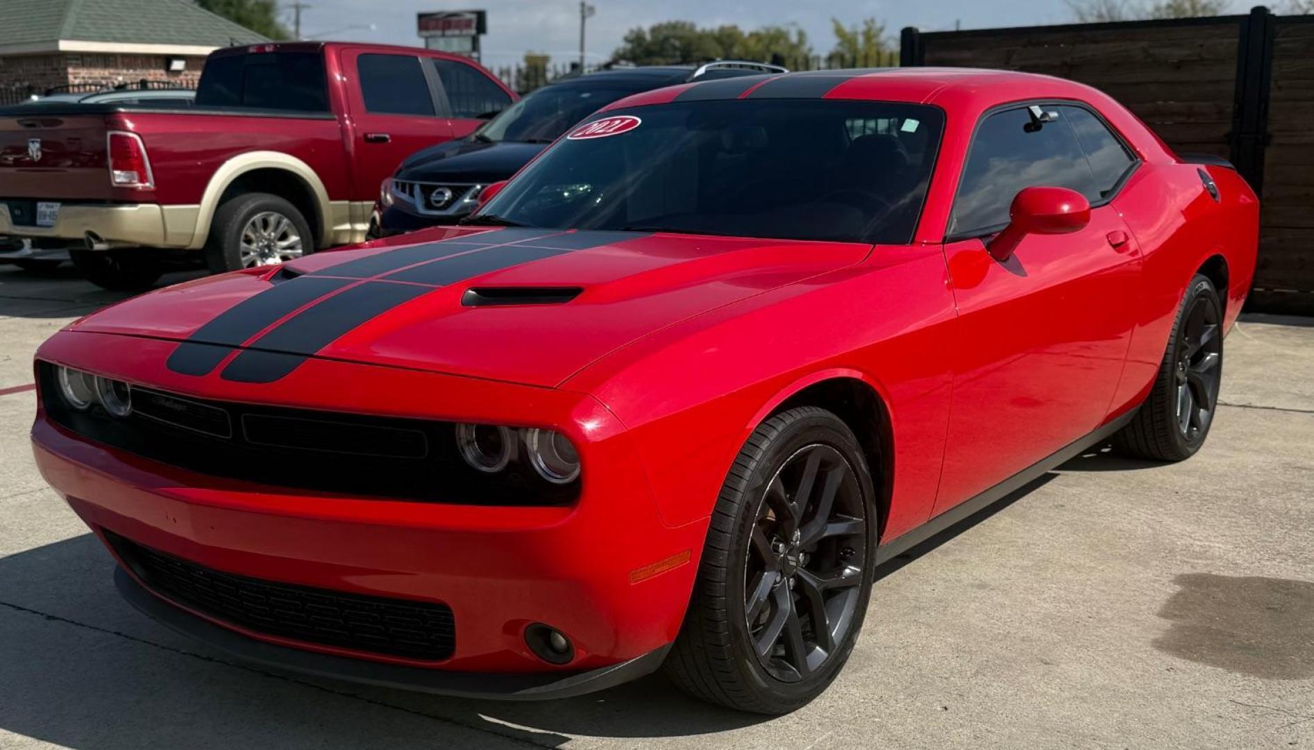 2021 Red Dodge Challenger (2C3CDZAG4MH) with an Pentastar 3.6L V-6 DOHC engine, located at 2401 E Main St., Grand Prairie, TX, 75050, (972) 262-4440, 32.748981, -96.969643 - Photo#0