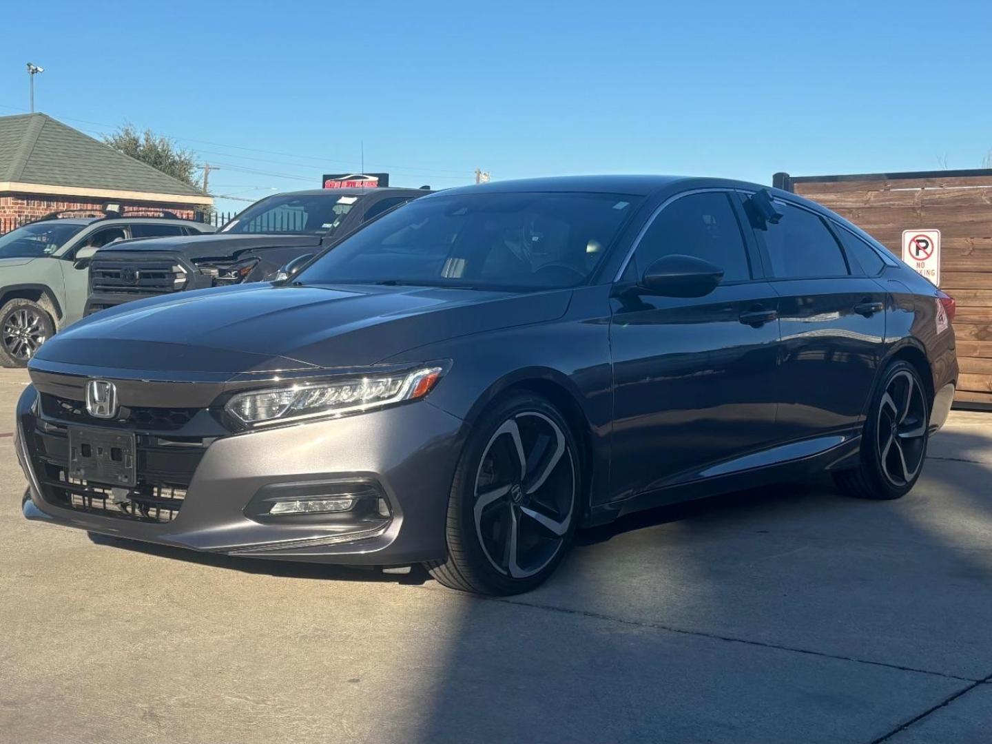 2019 Gray Honda Accord Sport (1HGCV1F34KA) with an 1.5L I-4 gasoline direct injection engine, located at 2401 E Main St., Grand Prairie, TX, 75050, (972) 262-4440, 32.748981, -96.969643 - Photo#2