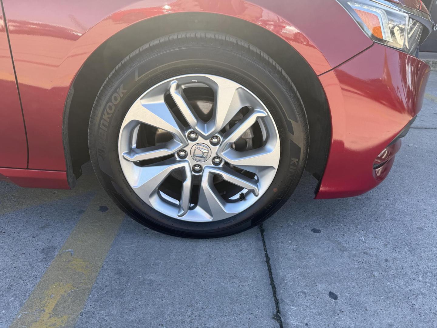 2018 Radiant Red Metallic /Black, cloth Gray, cloth Ivory, cloth Honda Accord 60219 (1HGCV1F18JA) with an 1.5L L4 DOHC 16V TURBO engine, Continuously Variable Transmission transmission, located at 2401 E Main St., Grand Prairie, TX, 75050, (972) 262-4440, 32.748981, -96.969643 - Photo#2