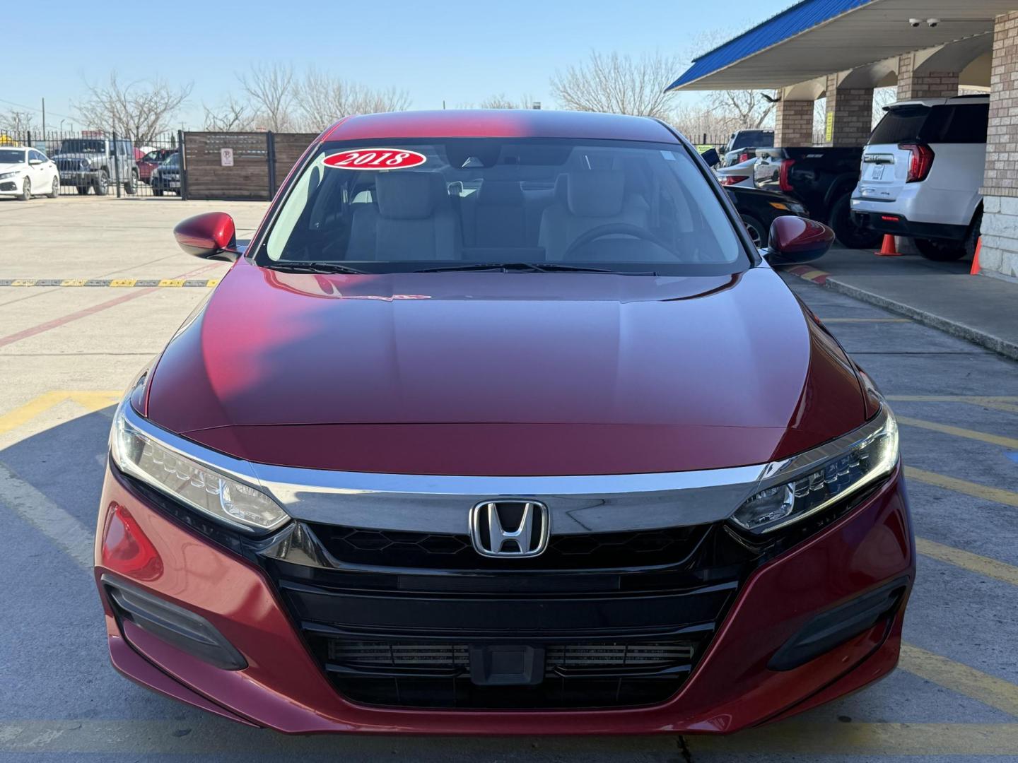 2018 Radiant Red Metallic /Black, cloth Gray, cloth Ivory, cloth Honda Accord 60219 (1HGCV1F18JA) with an 1.5L L4 DOHC 16V TURBO engine, Continuously Variable Transmission transmission, located at 2401 E Main St., Grand Prairie, TX, 75050, (972) 262-4440, 32.748981, -96.969643 - Photo#3