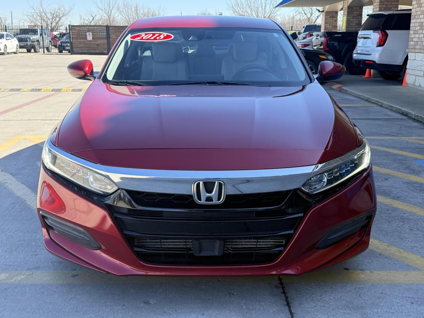 2018 Radiant Red Metallic /Black, cloth Gray, cloth Ivory, cloth Honda Accord 60219 (1HGCV1F18JA) with an 1.5L L4 DOHC 16V TURBO engine, Continuously Variable Transmission transmission, located at 2401 E Main St., Grand Prairie, TX, 75050, (972) 262-4440, 32.748981, -96.969643 - Photo#4