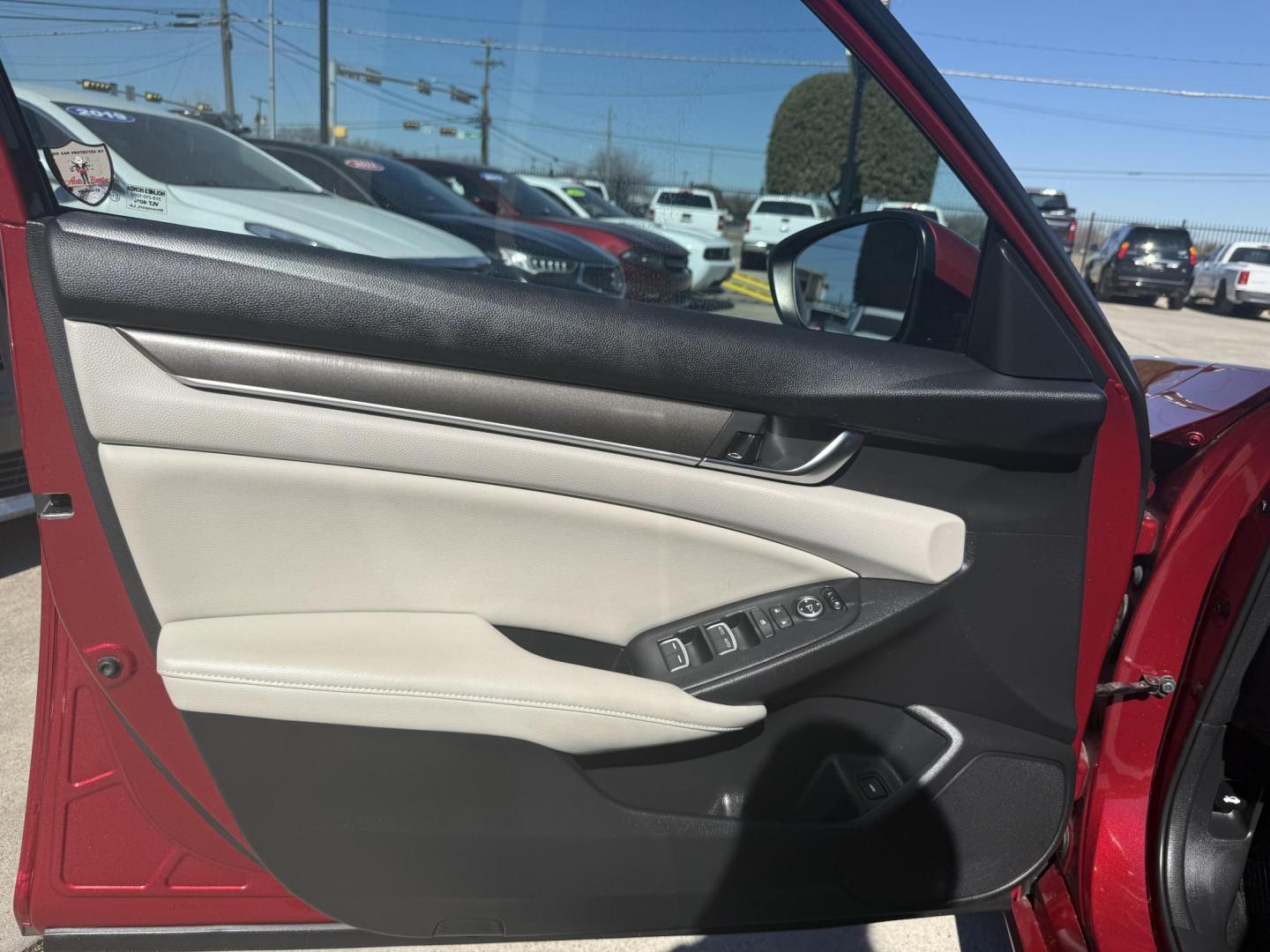 2018 Radiant Red Metallic /Black, cloth Gray, cloth Ivory, cloth Honda Accord 60219 (1HGCV1F18JA) with an 1.5L L4 DOHC 16V TURBO engine, Continuously Variable Transmission transmission, located at 2401 E Main St., Grand Prairie, TX, 75050, (972) 262-4440, 32.748981, -96.969643 - Photo#14