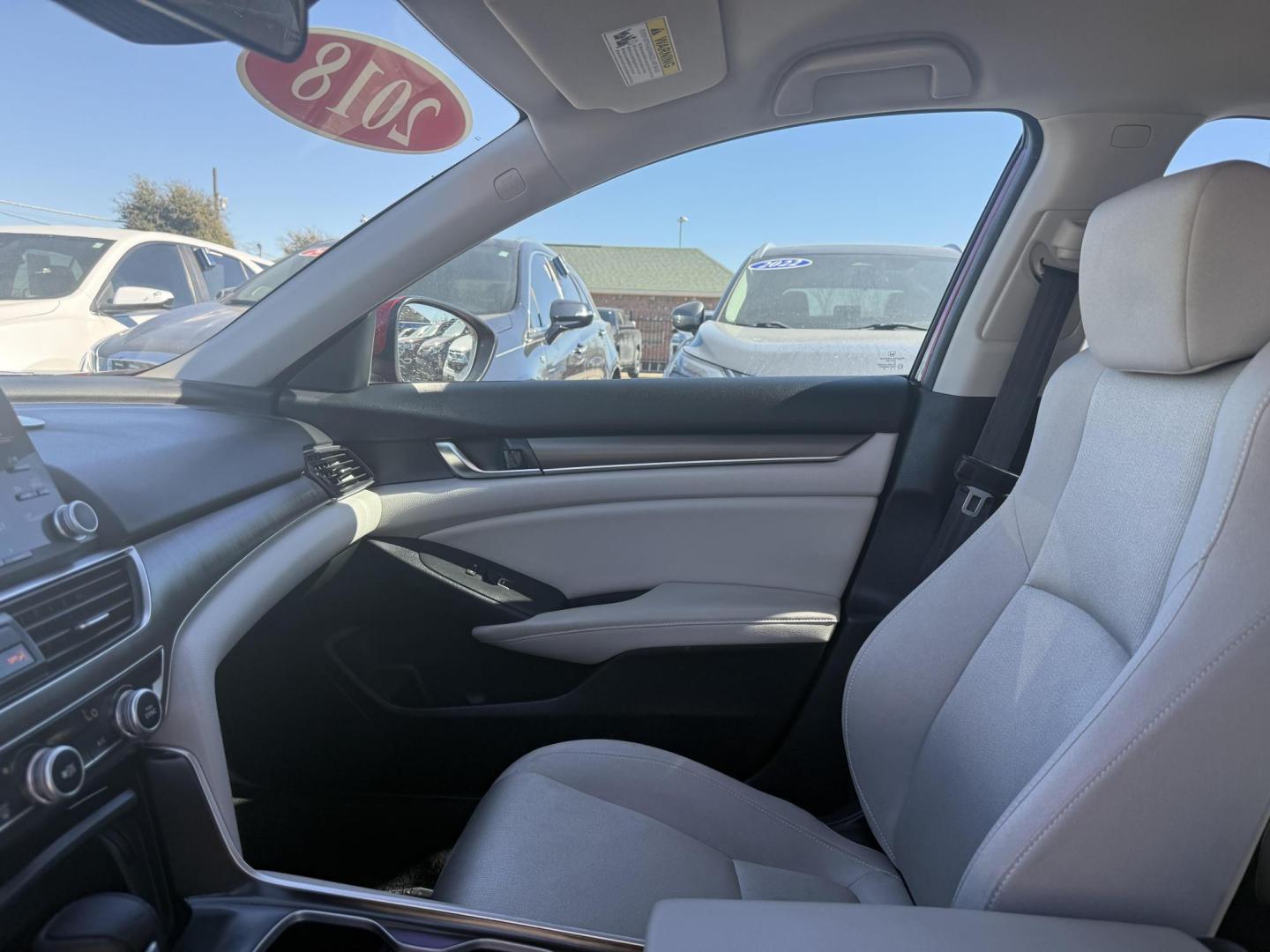 2018 Radiant Red Metallic /Black, cloth Gray, cloth Ivory, cloth Honda Accord 60219 (1HGCV1F18JA) with an 1.5L L4 DOHC 16V TURBO engine, Continuously Variable Transmission transmission, located at 2401 E Main St., Grand Prairie, TX, 75050, (972) 262-4440, 32.748981, -96.969643 - Photo#16