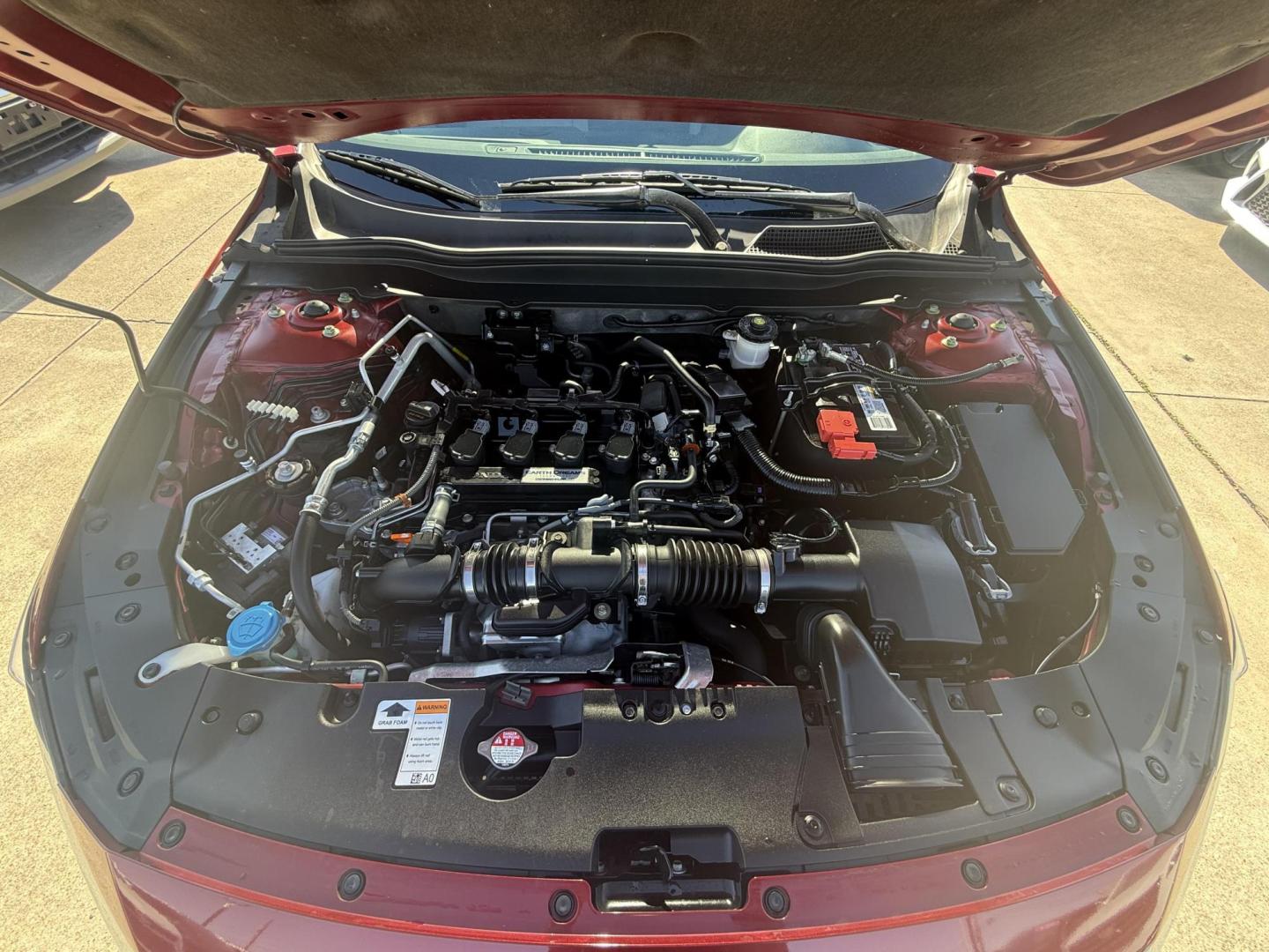 2018 Radiant Red Metallic /Black, cloth Gray, cloth Ivory, cloth Honda Accord 60219 (1HGCV1F18JA) with an 1.5L L4 DOHC 16V TURBO engine, Continuously Variable Transmission transmission, located at 2401 E Main St., Grand Prairie, TX, 75050, (972) 262-4440, 32.748981, -96.969643 - Photo#26