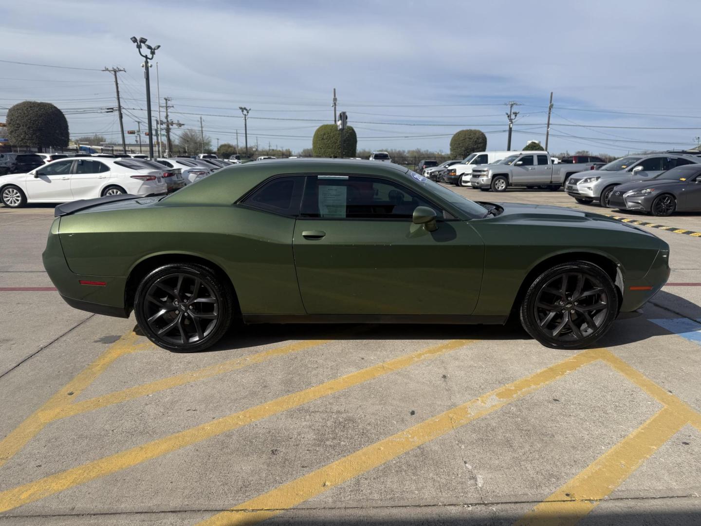2021 F8 Green /Black, cloth Black, premium leather Black/Caramel, Dodge Challenger 74813 (2C3CDZAG4MH) with an 3.6L V6 DOHC 24V engine, 8-Speed Automatic transmission, located at 2401 E Main St., Grand Prairie, TX, 75050, (972) 262-4440, 32.748981, -96.969643 - Photo#5