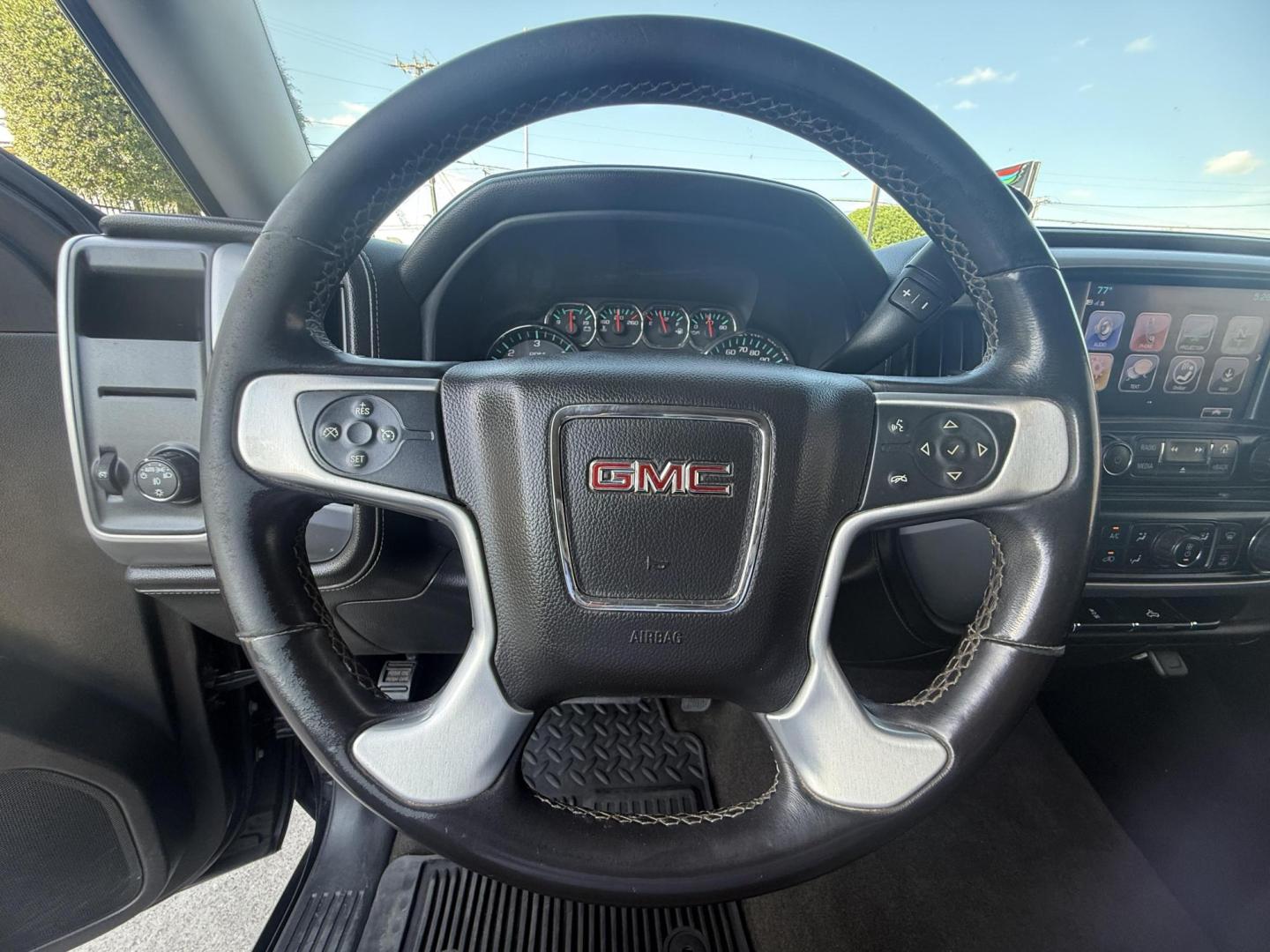 2017 Onyx Black /Cocoa/Dune, cloth Dark Ash Seats w/Jet Black Inter GMC Sierra 1500 56472 (1GTR1MEC8HZ) with an 5.3L V8 OHV 16V engine, 6-Speed Automatic transmission, located at 2401 E Main St., Grand Prairie, TX, 75050, (972) 262-4440, 32.748981, -96.969643 - Photo#0