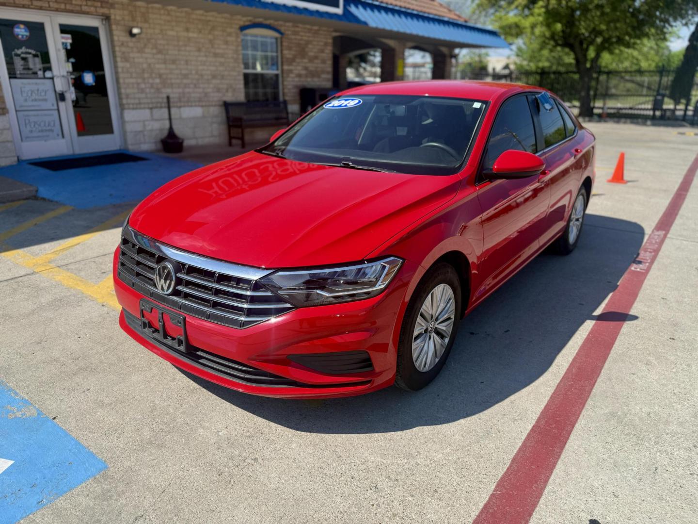 2019 Tornado Red /Storm Gray, cloth Titan Black, cloth Volkswagen Jetta 62580 (3VWC57BUXKM) with an 1.4L L4 DOHC 16V engine, 8-Speed Automatic transmission, located at 2401 E Main St., Grand Prairie, TX, 75050, (972) 262-4440, 32.748981, -96.969643 - Photo#0
