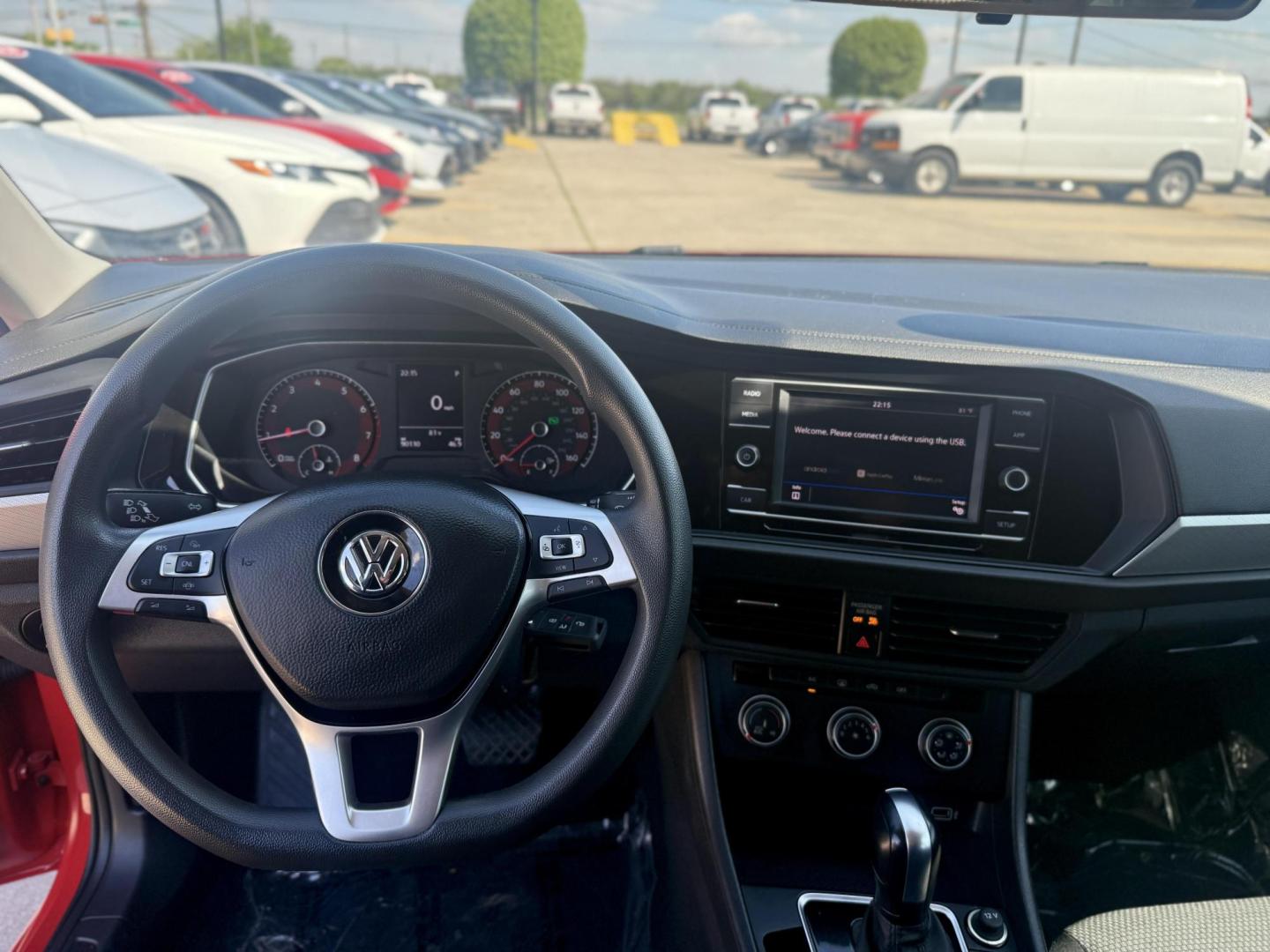 2019 Tornado Red /Storm Gray, cloth Titan Black, cloth Volkswagen Jetta 62580 (3VWC57BUXKM) with an 1.4L L4 DOHC 16V engine, 8-Speed Automatic transmission, located at 2401 E Main St., Grand Prairie, TX, 75050, (972) 262-4440, 32.748981, -96.969643 - Photo#13