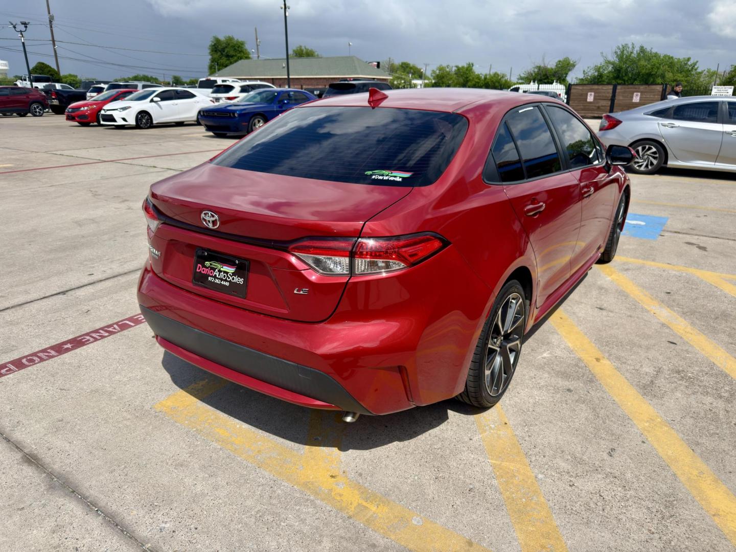 2020 Barcelona Red Metallic /Black, premium cloth Light Gray, premium cloth Mac Toyota Corolla 69675 (JTDEPRAE7LJ) with an 1.8L L4 DOHC 16V engine, Continuously Variable Transmission transmission, located at 2401 E Main St., Grand Prairie, TX, 75050, (972) 262-4440, 32.748981, -96.969643 - Photo#4