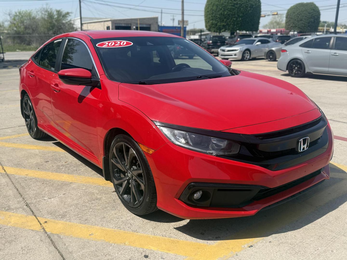 2020 Rallye Red /Black, cloth Gray, cloth Ivory, cloth Honda Civic 72391 (2HGFC2F82LH) with an 2.0L L4 DOHC 16V engine, Continuously Variable Transmission transmission, located at 2401 E Main St., Grand Prairie, TX, 75050, (972) 262-4440, 32.748981, -96.969643 - Photo#30