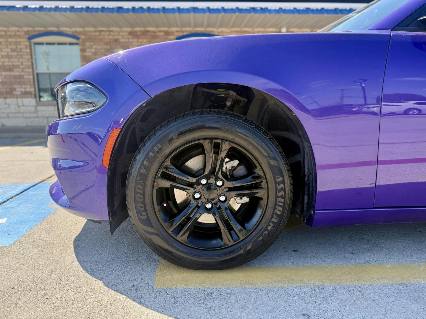 2019 Plum Crazy Pearl Coat /Black, cloth Black, leather Black/Brazen Gold, lea Dodge Charger 65048 (2C3CDXBG4KH) with an 3.6L V6 DOHC 24V engine, 8-Speed Automatic transmission, located at 2401 E Main St., Grand Prairie, TX, 75050, (972) 262-4440, 32.748981, -96.969643 - Photo#8