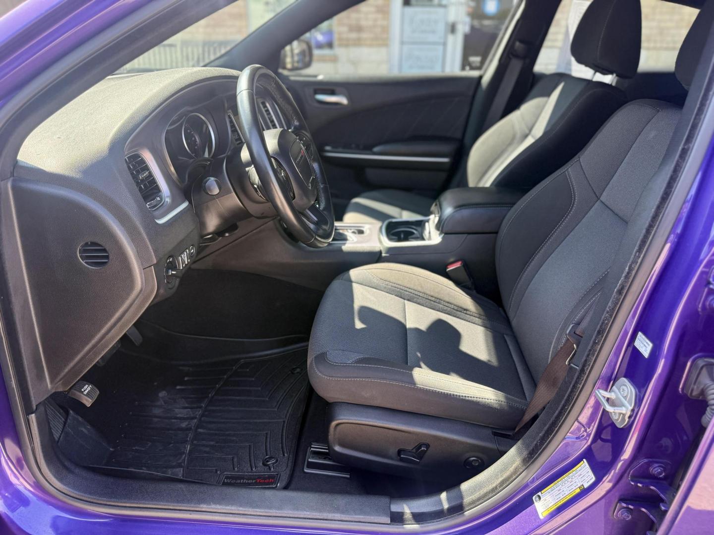 2019 Plum Crazy Pearl Coat /Black, cloth Black, leather Black/Brazen Gold, lea Dodge Charger 65048 (2C3CDXBG4KH) with an 3.6L V6 DOHC 24V engine, 8-Speed Automatic transmission, located at 2401 E Main St., Grand Prairie, TX, 75050, (972) 262-4440, 32.748981, -96.969643 - Photo#10