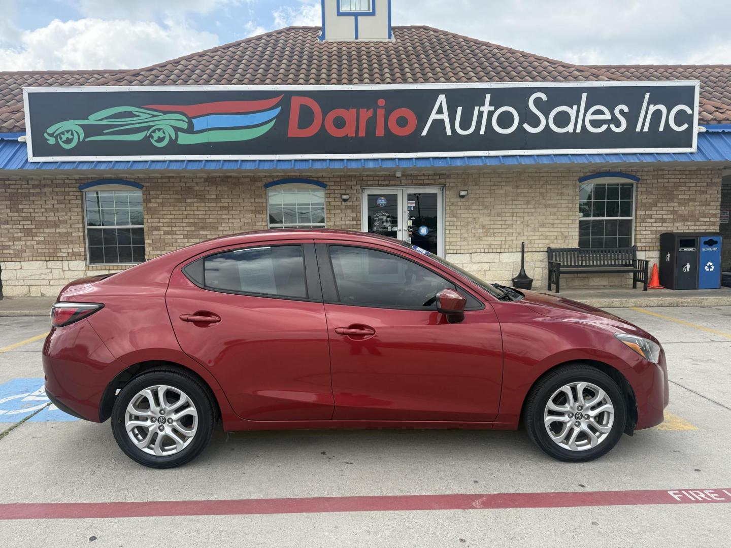 2017 /Mid-Blue Black, cloth Toyota Yaris iA 56227 (3MYDLBYVXHY) with an 1.5L L4 DOHC 16V engine, 6-Speed Automatic transmission, located at 2401 E Main St., Grand Prairie, TX, 75050, (972) 262-4440, 32.748981, -96.969643 - Photo#5