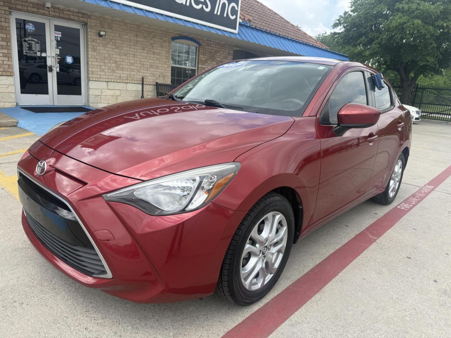2017 /Mid-Blue Black, cloth Toyota Yaris iA 56227 (3MYDLBYVXHY) with an 1.5L L4 DOHC 16V engine, 6-Speed Automatic transmission, located at 2401 E Main St., Grand Prairie, TX, 75050, (972) 262-4440, 32.748981, -96.969643 - Photo#0