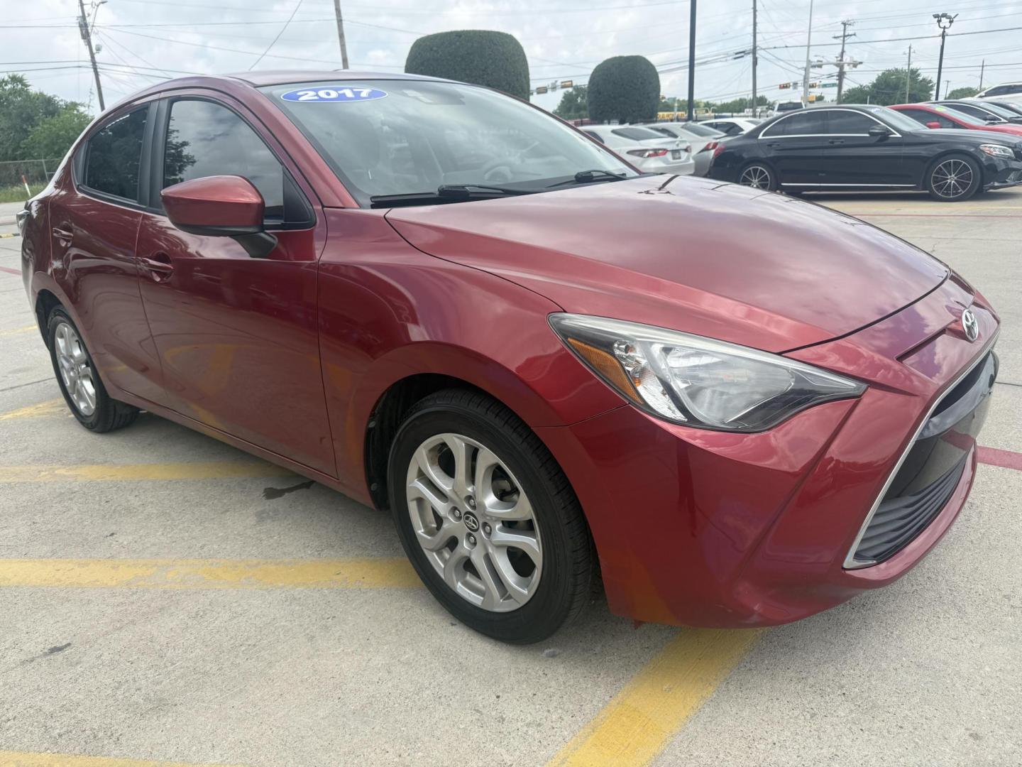 2017 /Mid-Blue Black, cloth Toyota Yaris iA 56227 (3MYDLBYVXHY) with an 1.5L L4 DOHC 16V engine, 6-Speed Automatic transmission, located at 2401 E Main St., Grand Prairie, TX, 75050, (972) 262-4440, 32.748981, -96.969643 - Photo#9