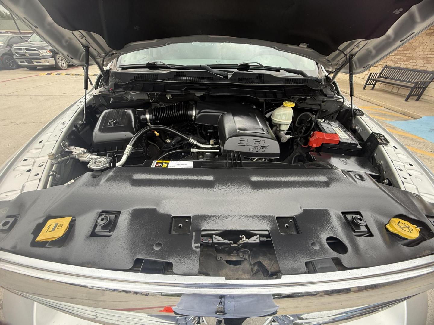 2017 Bright Silver Metallic Clear Coat /Black/Diesel Gray (Fleet), cloth Black/Diesel Gray RAM 1500 55883 (1C6RR7LG2HS) with an 3.6L V6 DOHC 24V FFV engine, 8-Speed Automatic transmission, located at 2401 E Main St., Grand Prairie, TX, 75050, (972) 262-4440, 32.748981, -96.969643 - Photo#33