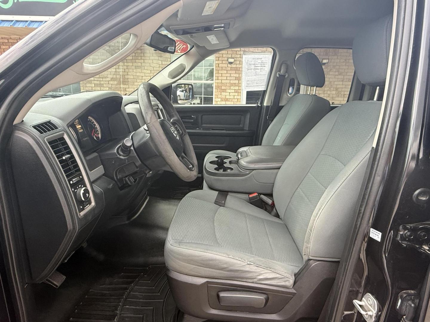 2016 Black Clear Coat /Black/Diesel Gray, cloth Black/Diesel Gray, vinyl RAM 1500 53842 (1C6RR6FG2GS) with an 3.6L V6 DOHC 24V FFV engine, 8-Speed Automatic transmission, located at 2401 E Main St., Grand Prairie, TX, 75050, (972) 262-4440, 32.748981, -96.969643 - Photo#16