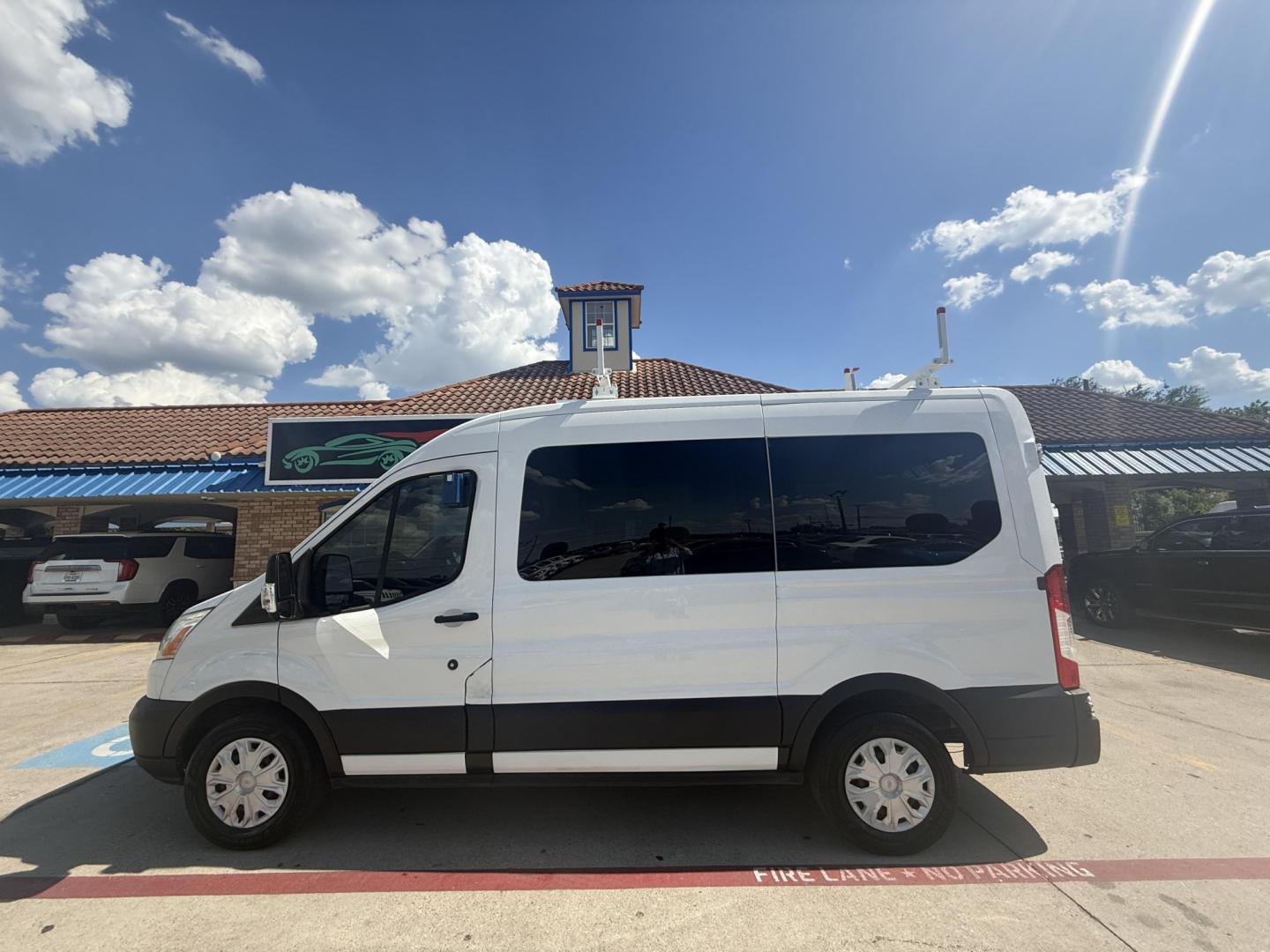 2015 Oxford White /Charcoal Pewter Pewter Ford Transit 49474 (1FDZK1CM6FK) with an 3.7L V6 DOHC 24V engine, 6-Speed Automatic transmission, located at 2401 E Main St., Grand Prairie, TX, 75050, (972) 262-4440, 32.748981, -96.969643- Photo#2